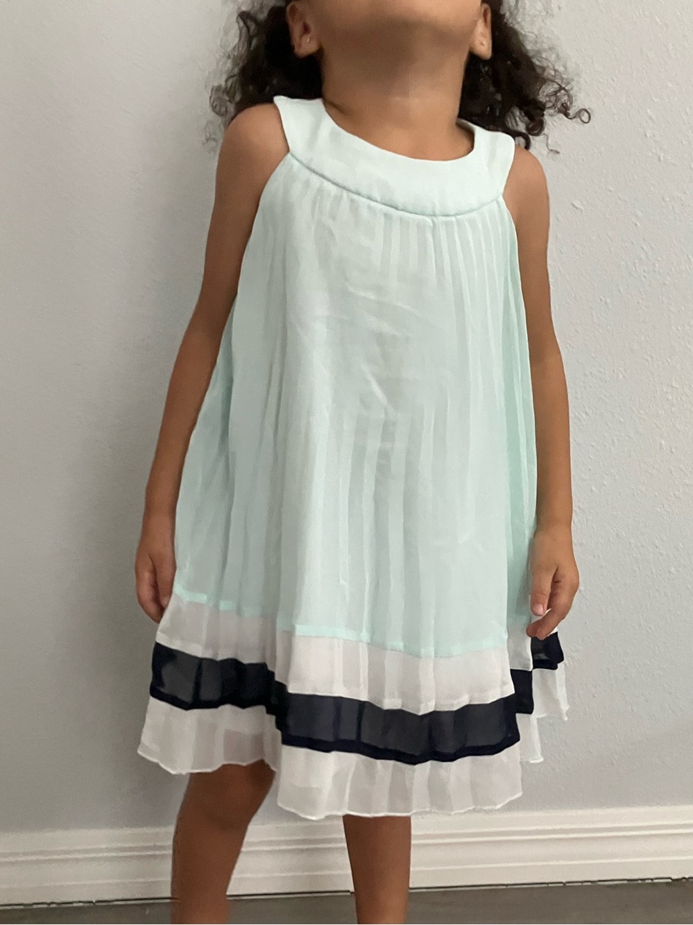 RARE EDITIONS Girls Georgette A Line Pleaded Mint Dress | 4